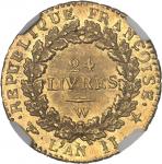 FRANCE - FRANCEConvention (1792-1795). Louis d’or de 24 livres 1793 - L’An II, W, Lille.  NGC MS 66+