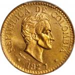 COLOMBIA. 1927 2 1/2 Pesos. Medellín mint. Restrepo 452.2. MS-66 (PCGS).