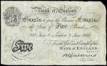 Bank of England, B.G. Catterns, ｣5, London, 3 June 1930, serial number 380/H 902776, black and white