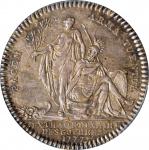 1777 Franco-American Jeton. Bust Right Signed DU VIV. / France Prepares to Aid America. Lecompte-205