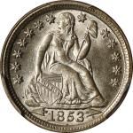 1853 Liberty Seated Dime. Arrows. MS-64+ (PCGS).