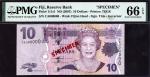 x Reserve Bank of Fiji, specimen 10 dollars, ND (2007), serial number CA000000, (Pick 111s1, TBB B52
