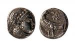 古希腊雅典娜老鹰德拉克马银币 3. 5g，打制精美，保存完好，极美品