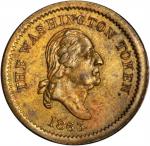 1863 Washington Portrait / Knickerbocker Currency. Fuld-120/255 b. Rarity-7. Brass. 20.5 mm. AU-50.