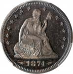 1874 Liberty Seated Quarter. Arrows. Proof-65+ (PCGS).