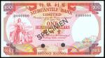 Mercantile Bank, $100, Specimen, 4 Nov 1974, black serial number B000000, red on multicolour underpr