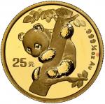 1996年熊猫纪念金币1/4盎司 NGC MS 69 China (Peoples Republic), gold 25 yuan (1/4 oz) Panda, 1996, large date (