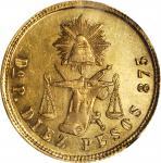 MEXICO. 10 Pesos, 1872-Do P. Durango Mint. NGC MS-61.