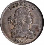 1803 Draped Bust Half Cent. C-3. Rarity-1. Widely Spaced 3. AU-53 (PCGS).