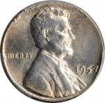 1957 Lincoln Cent--Struck on a Silver Dime Planchet--MS-64 (PCGS).