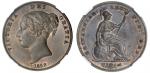 Victoria (1837-1901), Penny, 1858, large date, no initials on truncation, rev. def-:, ornamental tri