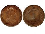 1908年英属海峡殖民地1分铜币，NNC MS64RB