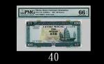 1999年大西洋银行一百圆，EN00072号Banco Nacional Ultramarino, 100 Patacas, 1999, s/n EN00072. PMG EPQ66 Gem UNC