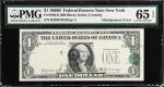 Fr. 1905-B. 1969B $1 Federal Reserve Note. New York. PMG Gem Uncirculated 65 EPQ. Misalignment Error