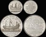 1848年“耆英号”帆船铅锌合金大型 小型纪念章各一枚 近未流通