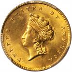 1855 Gold Dollar. Type II. MS-64 (PCGS).