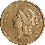 1866-S Liberty Head Double Eagle. Motto. AU-53 (NGC).
