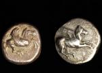 CORINTHIA. Corinth. Duo of AR Staters (2 Pieces), ca. 480-345 B.C. GOOD FINE.
