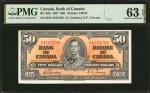 CANADA. Bank of Canada. 50 Dollars, 1937. BC-26b. PMG Choice Uncirculated 63 EPQ.