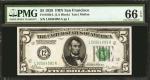 Fr. 1950-L. 1928 $5 Federal Reserve Note. San Francisco. PMG Gem Uncirculated 66 EPQ.