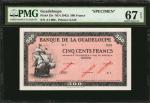 GUADELOUPE. Banque de la Guadeloupe. 500 Francs, ND (1942). P-25s. Specimen. PMG Superb Gem Uncircul