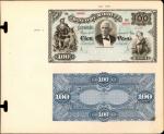 COLOMBIA. Banco de Márquez. 100 Pesos, 188_. P-S586p. Archival Record Book Face and Back Proofs. Unc