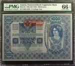 AUSTRIA. Lot of (2). Mixed Banks. 1000 Kronen, 1902-22 (ND 1919). P-61 & 78. PMG Gem Uncirculated 66