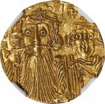 CONSTANS II with CONSTANTINE IV, HERACLIUS & TIBERIUS, 641-668. AV Solidus (4.46 gms), Constantinopl