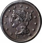 1850 Braided Hair Cent. N-5. Rarity-4. Grellman State-b. AU-55 (PCGS).