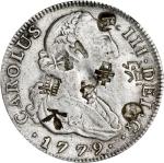 1779-M PJ年西班牙带戳4 雷亚尔。马得里造币厂。SPAIN. 4 Reales, 1779-M PJ. Madrid Mint. Charles III. NGC VF Details--Ch