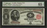 Fr. 352. 1891 $1 Treasury Note. PMG Gem Uncirculated 65 EPQ.