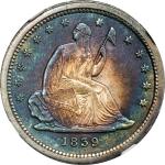 1839 Liberty Seated Quarter. No Drapery. Briggs 2-B. Closed Claws Reverse. MS-64 (NGC).