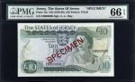 JERSEY. The States of Jersey. 10 Pounds, ND (1976-88). P-13s. Specimen. PMG Gem Uncirculated 66 EPQ.