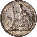1897-A年坐洋一圆银币。PCGS AU-58 