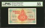 NORWAY. Norges Bank. 10 Kroner, 1944. P-20b. PMG About Uncirculated 55.