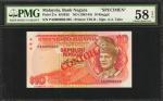 1983-84年马来西亚货币发行局10马币，样票。PMG Choice About Uncirculated 58 EPQ.