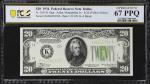 Fr. 2054-K. 1934 Light Green Seal $20 Federal Reserve Note. Dallas. PCGS Banknote Superb Gem Uncircu