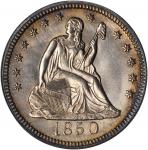 1850 Liberty Seated Quarter. Briggs 1-A. Misplaced Date. MS-63 (PCGS). CAC.