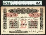 Government of India, 10 rupees, 24 December 1919, serial number VD92 67184, black and white with val