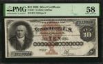 Fr. 287. 1880 $10 Silver Certificate. PMG Choice About Uncirculated 58.
