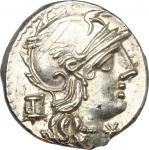The Roman Republic, M. Marcius Mn. f. . AR Denarius, 134 BC. Cr. 245/1. B. 8. 3.93 g.  18 mm.  优美