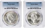 Lot of (2) Mintmarked 1920s Peace Silver Dollars. (PCGS).