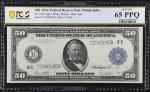 Fr. 1035. 1914 $50  Federal Reserve Note. Philadelphia. PCGS Banknote Gem Uncirculated 65 PPQ.
