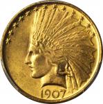 1907 Indian Eagle. No Periods. MS-63 (PCGS).