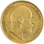 World Coins - Australia & Pacific，AUSTRALIA: Edward VII, 1901-1910, AV ½ sovereign, 1903-S, KM-14, A