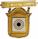 United States Marine Corps Distinguished Marksman Award Badge. Gold and Enamel. 46 mm x 47 mm. 29.2 