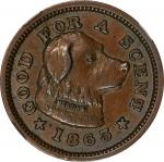 Massachusetts--Boston. 1863 Joseph H. Merriam. Fuld-115E-1a. Rarity-4. Copper. Plain Edge. AU-58 BN 