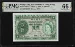 1956-59年香港政府一圆。两张。(t) HONG KONG. Lot of (2). Government of Hong Kong. 1 Dollar, 1956-59. P-324Ab. PM