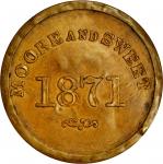 Texas, Fort Quitman. 1871 Moore and Sweet, Post Trader. Bowers TX-250. Gilt brass. 38 mm. Extremely 