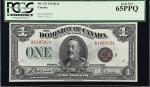 CANADA. Dominion Of Canada. 1 Dollar, 1923B. DC-25i. PCGS Currency Gem New 65 PPQ.